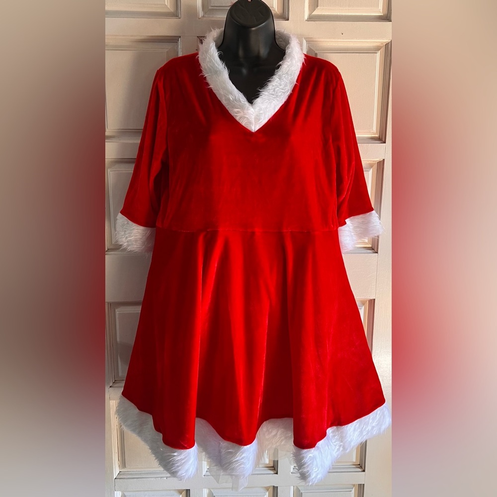 Red Santa Dress with White Fur Trim